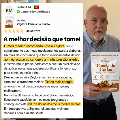 Canela do Ceilão – equivalente a 7.200 mg com óleo MCT