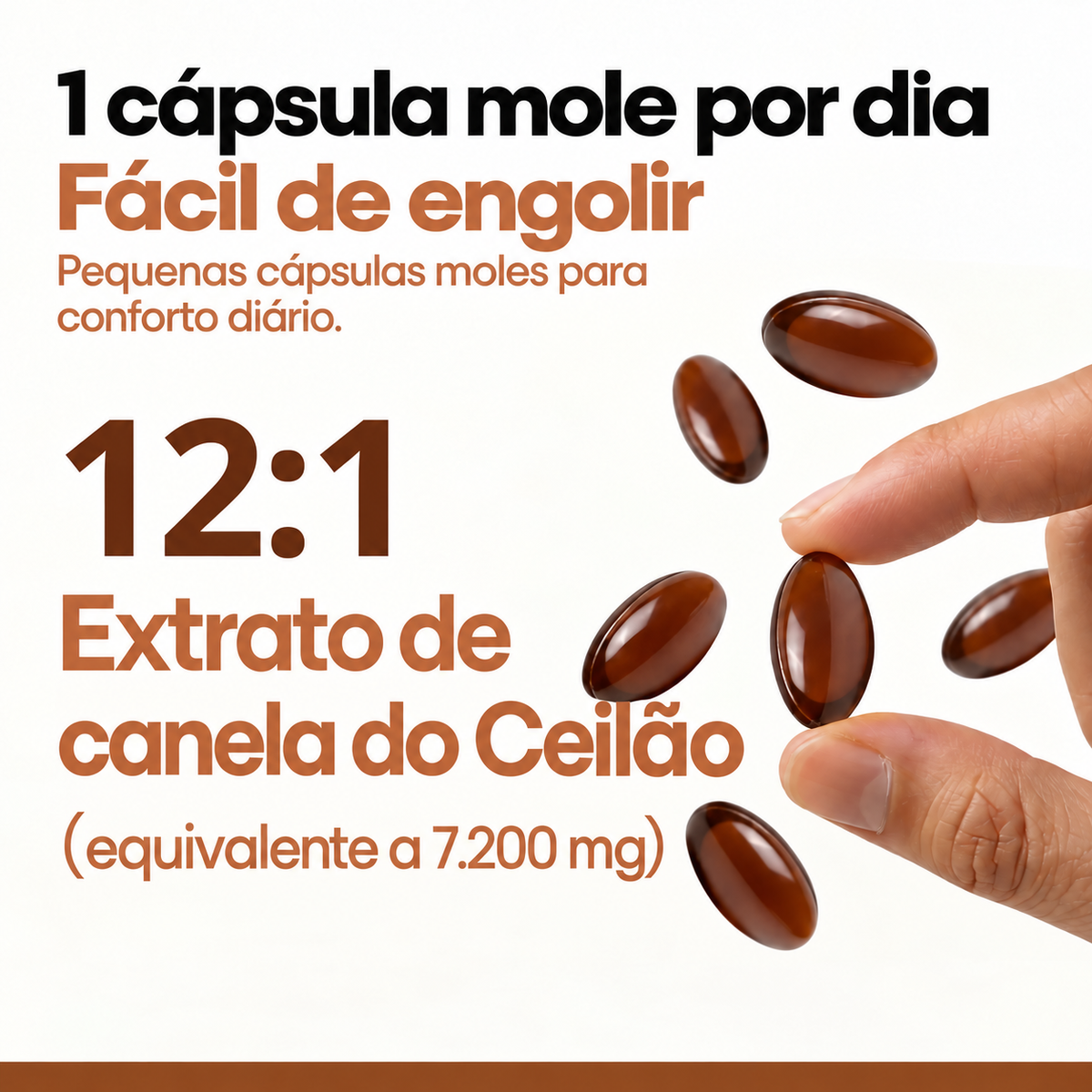 Canela do Ceilão – equivalente a 7.200 mg com óleo MCT