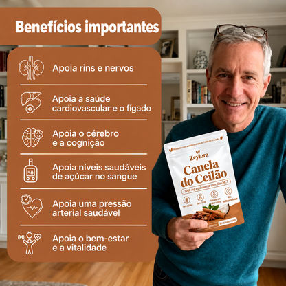 Canela do Ceilão – equivalente a 7.200 mg com óleo MCT