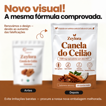 Canela do Ceilão – equivalente a 7.200 mg com óleo MCT